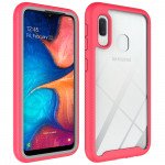 Wholesale Samsung Galaxy A20 / A30 Clear Dual Defense Hybrid Case (Hot Pink)